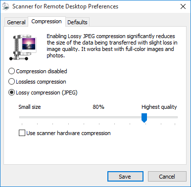 Scanner for Remote Desktop Compression Settings